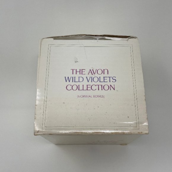 Vintage Set of 7 Avon Wild Violets Collection J Walsh Clear Crystal Glass Bowls - Picture 9 of 10